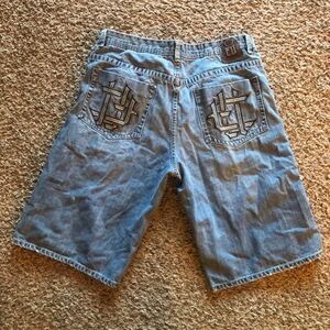 Y2K Ecko Men’s Embroidered Baggy Skater Jean Shorts